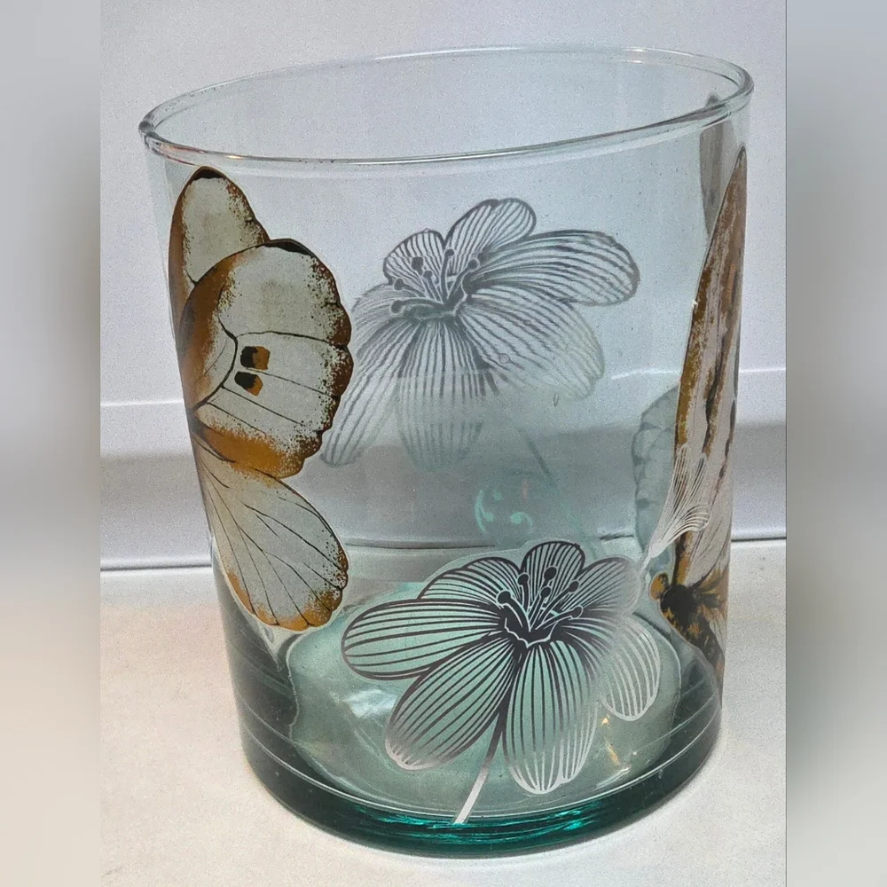 Tinted Glass Butterfly Decal Vase 6